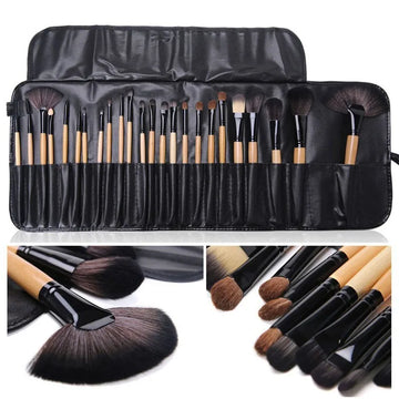 24-Piece Makeup Brush Set Complete professional brush kit for flawless face and eye makeup.